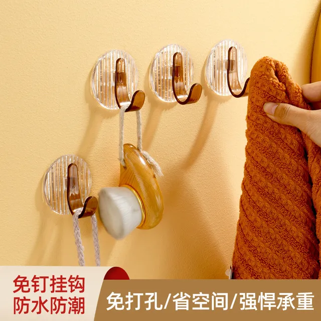 轻奢亚克力挂钩强力粘胶免打孔墙上无痕衣服挂钩家用浴室毛巾粘钩