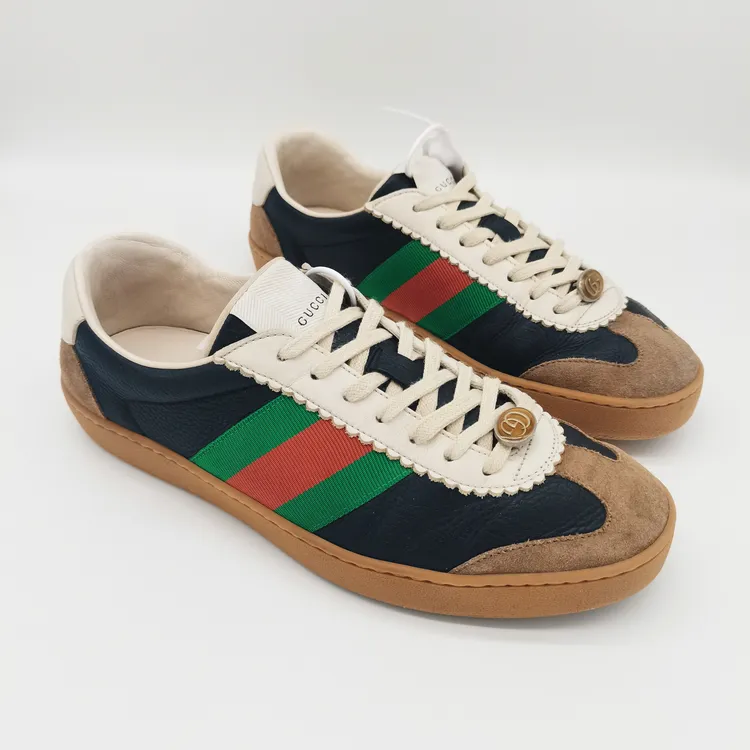 95新 GUCCI/古驰 G74系列装饰带珐琅扣德训鞋7欧GS1067