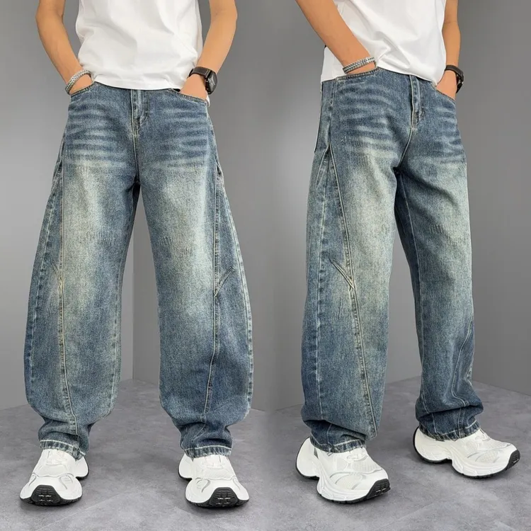 【冰总专属】秋冬牛仔裤男宽松百搭时尚直筒弯刀裤美式复古休闲长裤