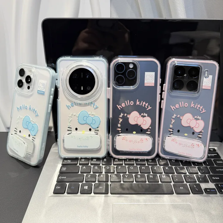 碎花可爱猫支架适用苹果/华为/荣耀/OPPO/VIVO/小米手机壳防摔