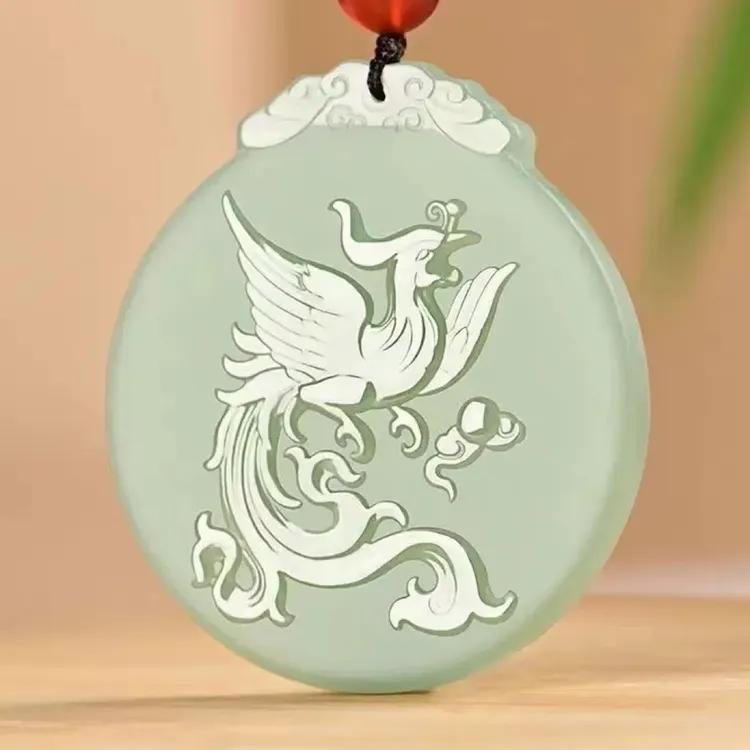 天然和田玉生肖凤挂件