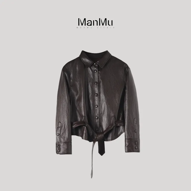  满目ManMu 【张琪专属】秋冬款通勤百搭皮外套350257