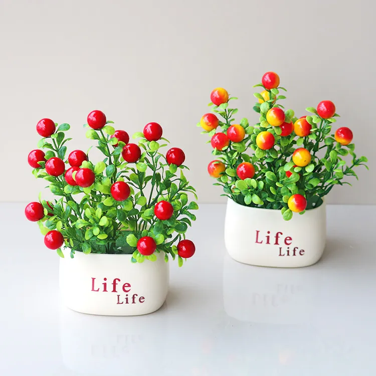 仿真红果发财果life瓶装饰假花家居乔迁喜庆花艺新年装饰摆件盆栽