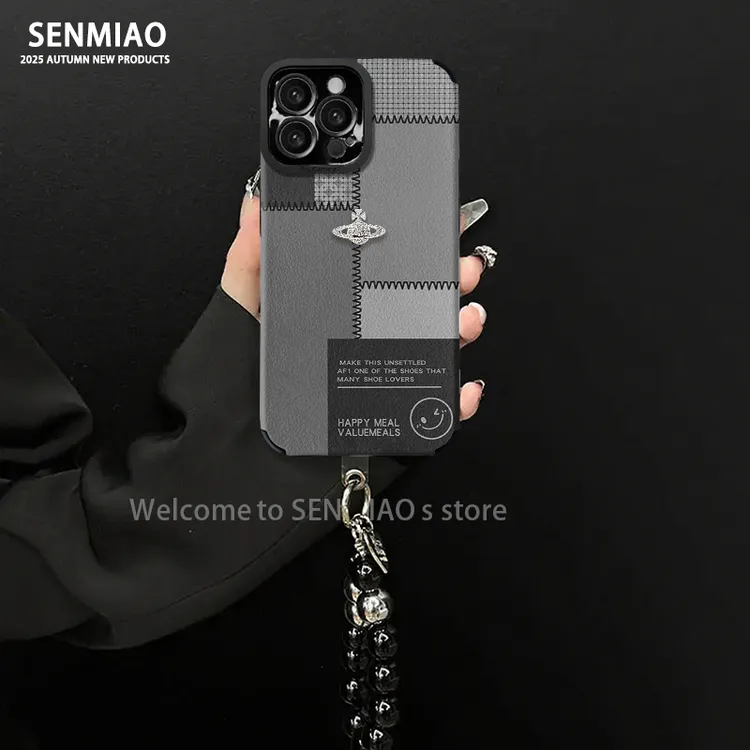 笑脸西太后金属装饰适用华为mate60苹果vivo小米oppo手链手机壳女