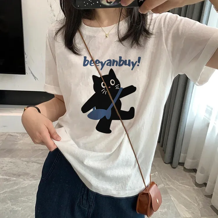 优质雪花棉圆领正肩短袖t恤女夏季小众不撞款可外穿时尚经典白色