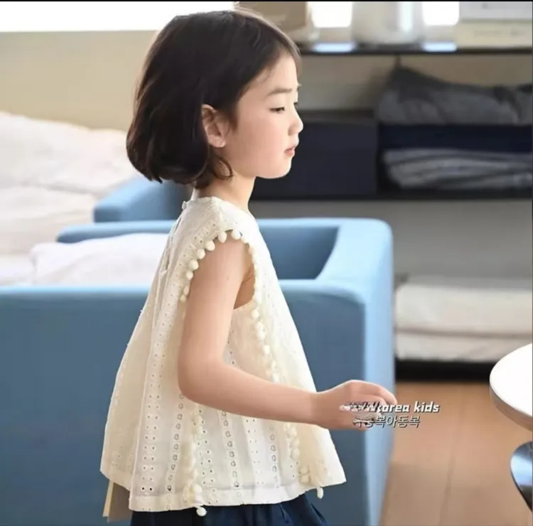 女童夏装上衣2025新款洋气女孩娃娃衫中大童无袖背心套装时髦装潮