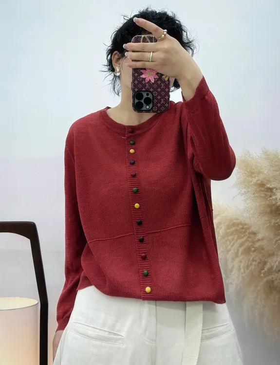 纯色夏季款女毛衫时尚休闲宽松绿色圆领网红洋气炸街女装大朗毛衣