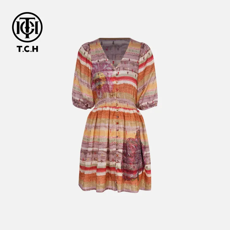 TCH私服烫钻工艺新时尚淑女百搭潮流连衣裙女T75B30E1143A轻奢tch