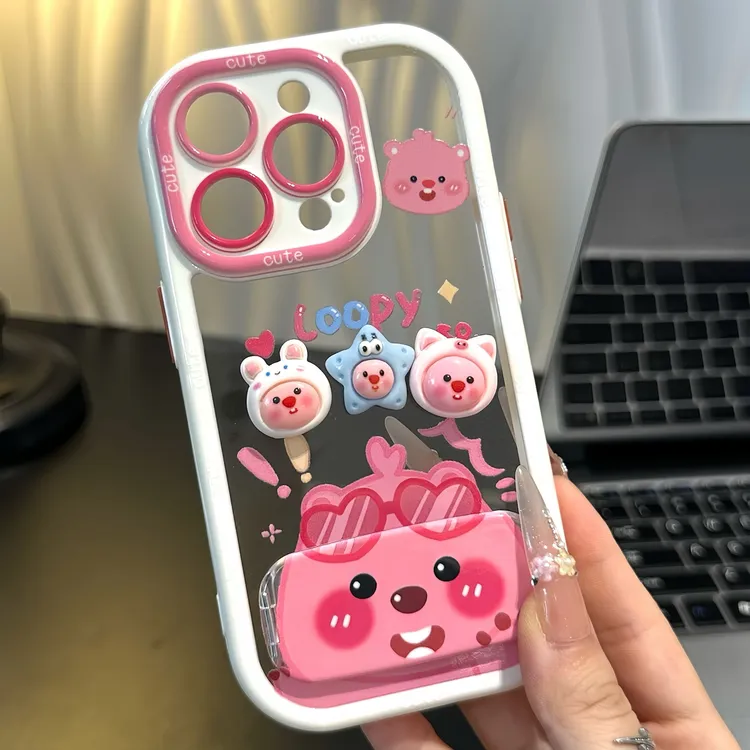 可爱露比公仔支架适用苹果16手机壳iPhone15华为70vivo小米14oppo