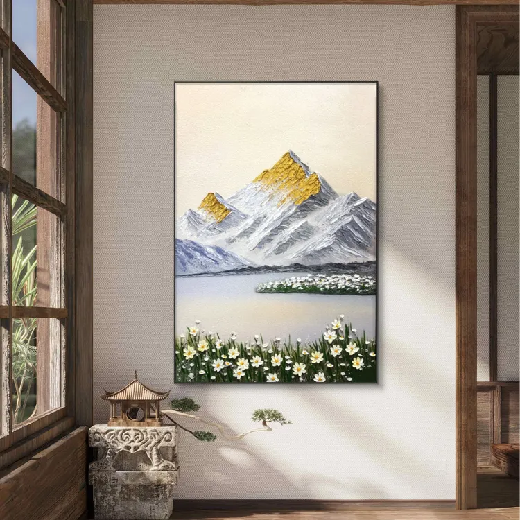 花卉金山油画玄关装饰挂画入户玄关客厅背靠金山装饰挂画花海金山