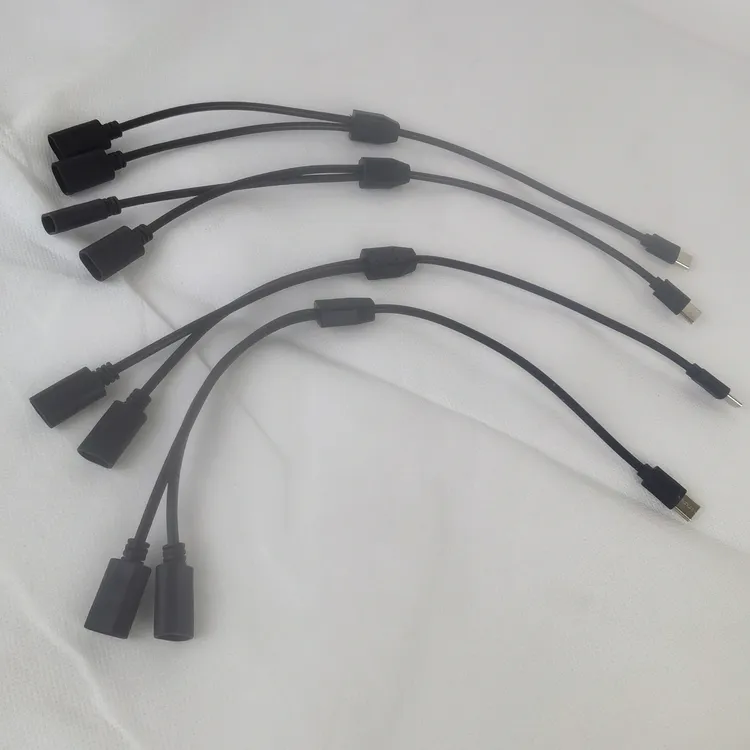 户外专用太阳能双板Type-C二合一监控连接线一拖二转接线延长充电