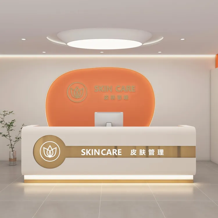 轻奢简约婚纱店美容院服装店吧台收银台公司酒店前台医美接待柜台