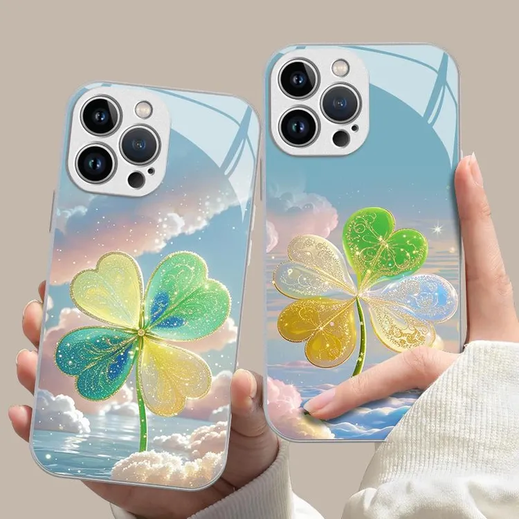幸运四叶草手机壳苹果16华为mate60好运连连iPhone15promax小清新