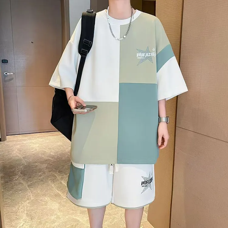 短裤短袖青少年夏季休闲运动套装休闲帅气韩版运动学生五分袖