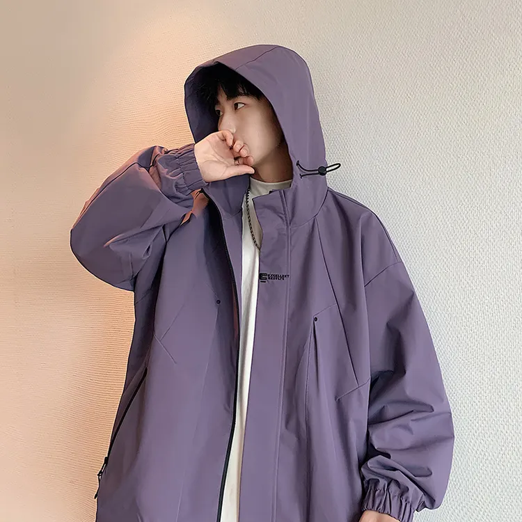 春秋季山系户外防风登山冲锋衣外套男款潮牌机能运动宽松连帽夹克