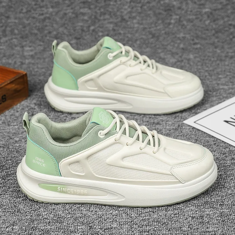 春季男鞋2025新款舒适网面透气休闲运动小白鞋男士百搭厚底阿甘鞋