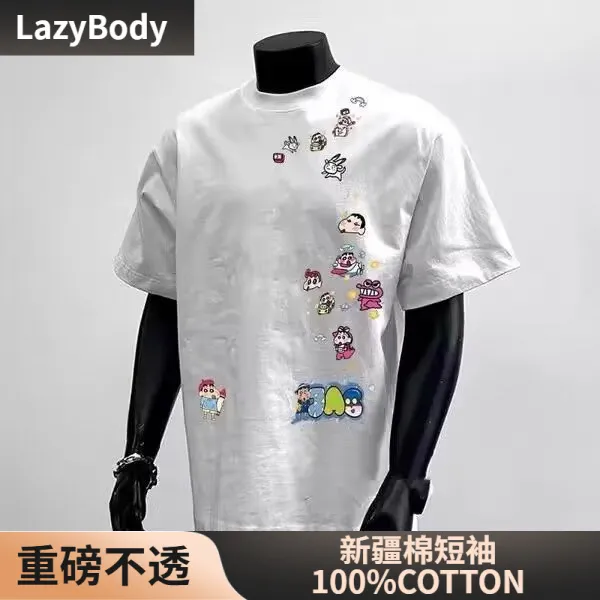 男士短袖T恤2025新款夏季男士重磅纯棉T恤休闲男款圆领长绒棉t恤