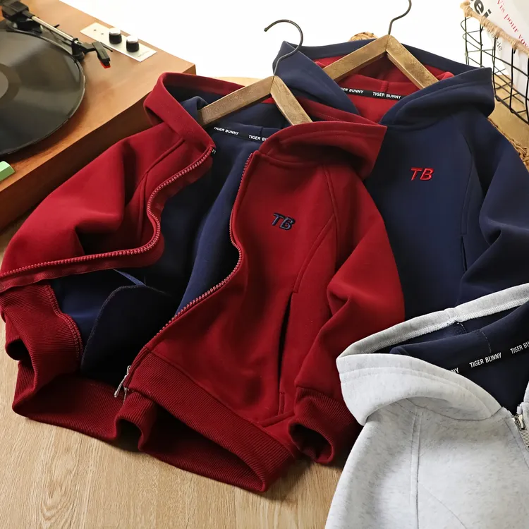 男童春秋连帽外套2025撞色儿童宽松百搭潮上衣中大童卫衣拉链开衫