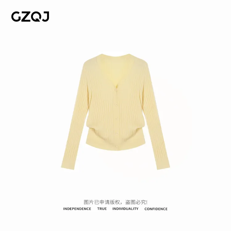 老琴私服【心水柔糯】气质显瘦百搭v领针织开衫女春季新款上衣80173