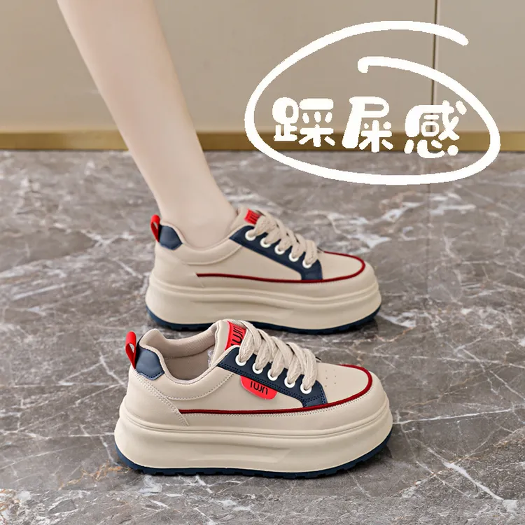踩屎感防滑防水运动鞋女士2025年新款秋季厚底休闲鞋软底板鞋百搭