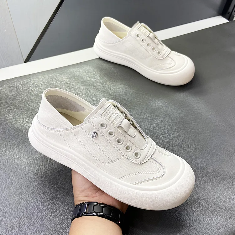 【米格格女鞋】2025秋大头鞋小白鞋松紧带套脚懒人鞋丑萌面包鞋板鞋