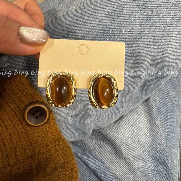 铜合金耳饰 复古高端 简约风耳钉日韩饰品女几何个性耳环 A93