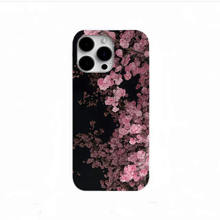 粉色樱花适用苹果16手机壳15promax小众14/13ins12艺术11p潮牌
