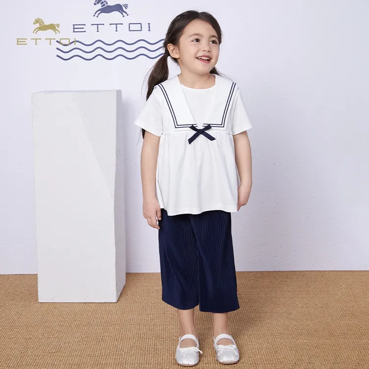【朗姿集团】ETTOI爱多娃女童阔腿裤宽松舒适裤子儿童花边裤子