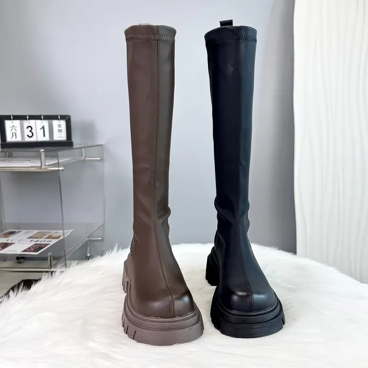 2025秋冬高筒靴不过膝长筒靴瘦瘦靴时尚骑士靴小个子厚底增高女靴