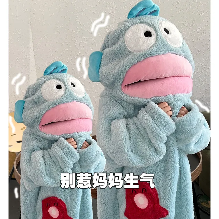 小丑鱼连体儿童睡衣男童珊瑚绒加厚秋冬季女童卡通搞怪中大童睡袍