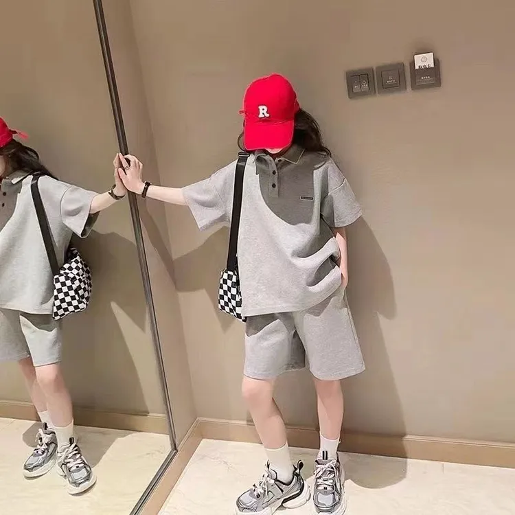 童泰【断码清仓】2025女童夏季套装款韩版休闲POLO领短裤短袖时尚运