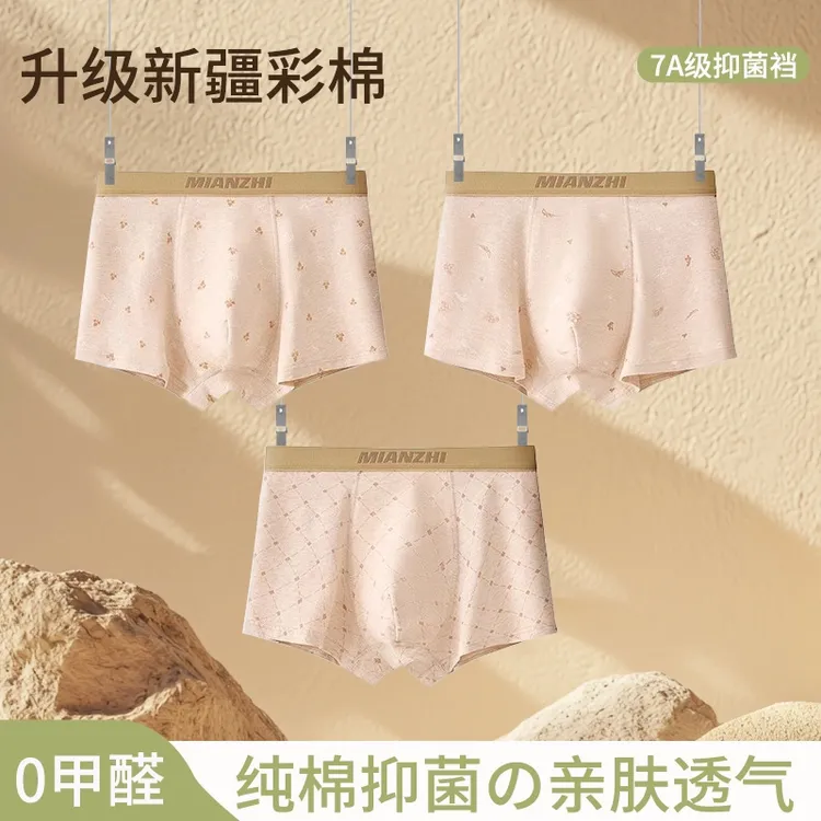 青少年天然彩棉内裤纯棉a类棉12-18岁青春期男生大码内裤220斤