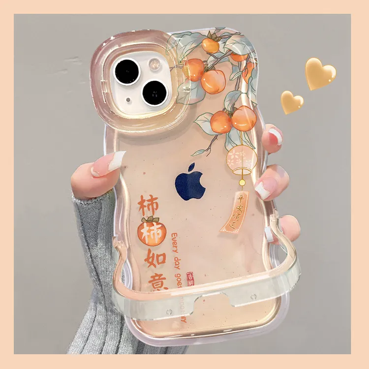 柿柿如意适用苹果17/华为oppo/vivo小米双支架手机壳简约国风流行