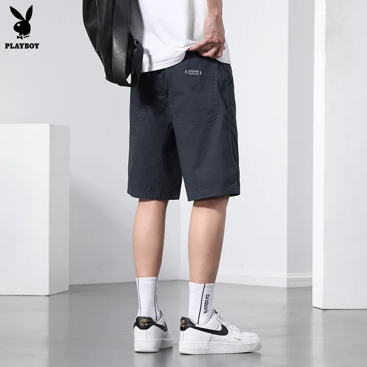 花花公子春季薄款休闲裤男士新款青年宽松百搭五分短裤子男裤BOY