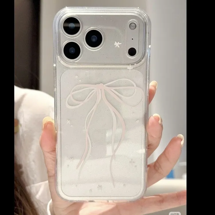 粉蝴蝶结适用iphone17Promax/16Pro太空手机壳华为P70vivo小米17