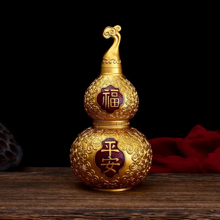 黄铜葫芦摆件家居客厅桌面摆件福禄吉祥平安葫芦摆件如意葫芦
