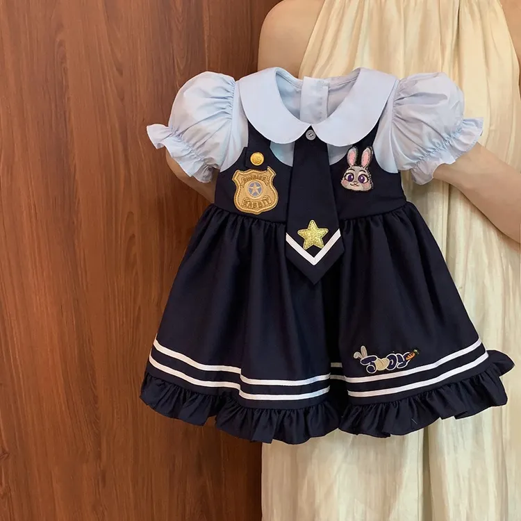 小童女宝宝时髦兔子警官连衣裙2025新款夏季女童洛丽塔公主裙洋气