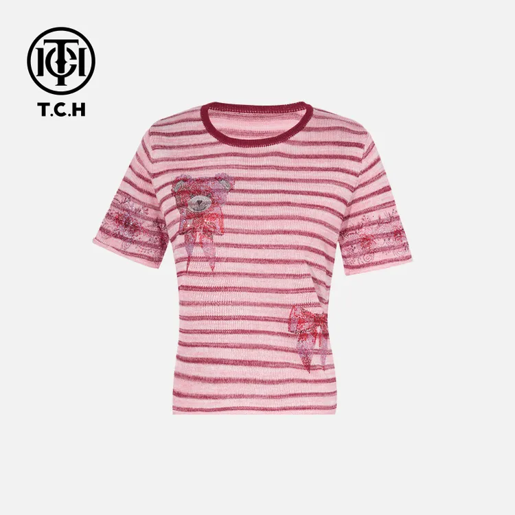 TCH烫钻工艺新时尚淑女百搭新潮流T恤女T75B09E5023轻奢tch