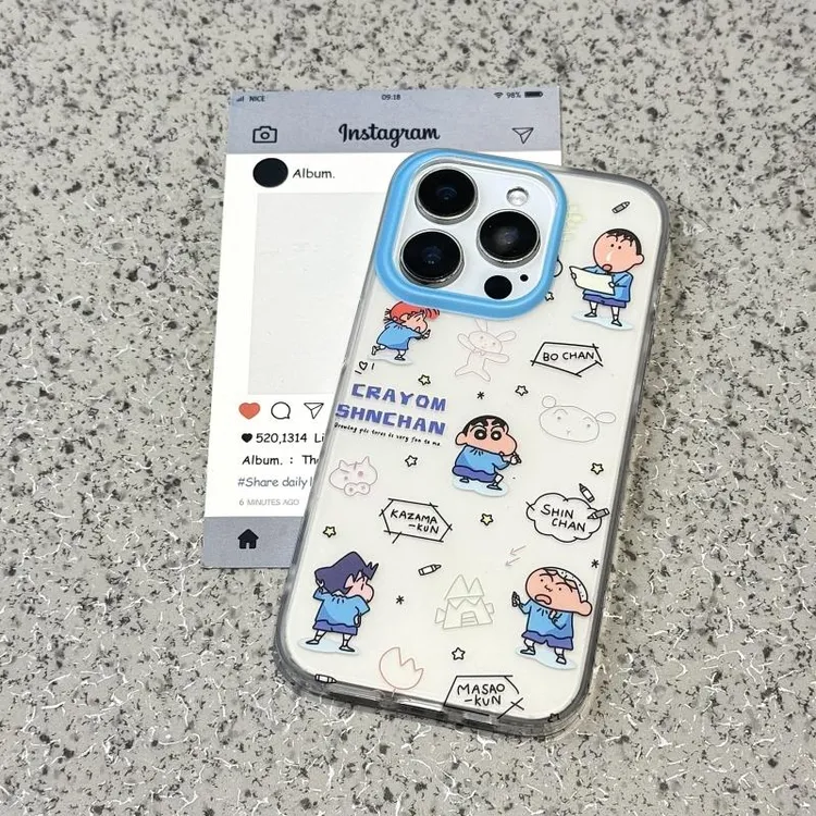 奥菲顿插画风小新适用iPhone16/15磨砂手机壳华为P70vivo小米oppo