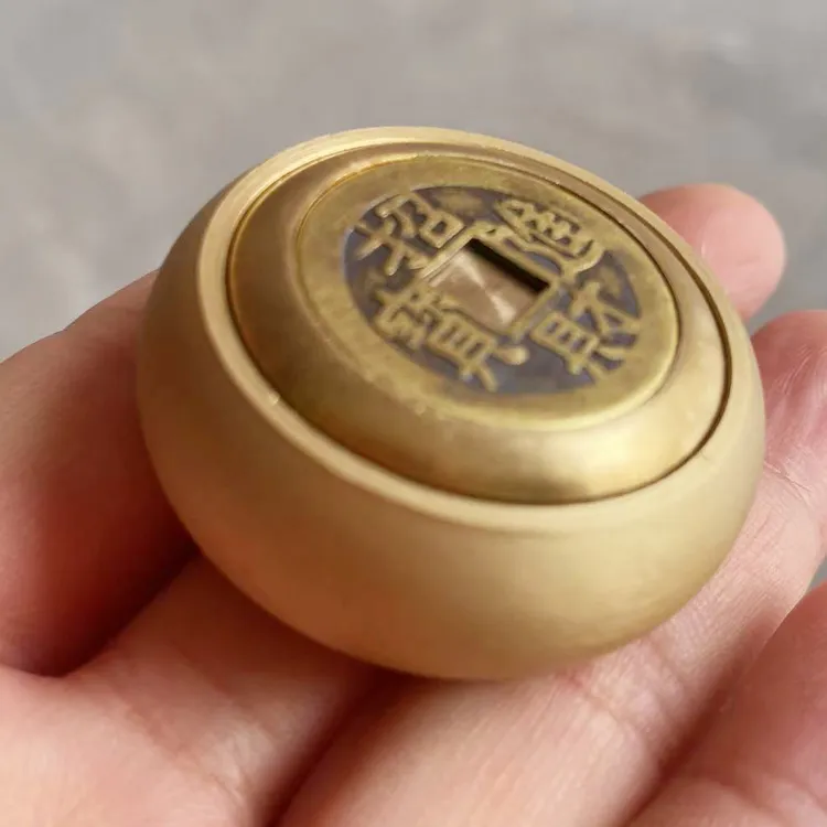 铜赚钱手把件流行手掌玩具铜转钱手把件摆件寓意赚钱老少皆宜解压