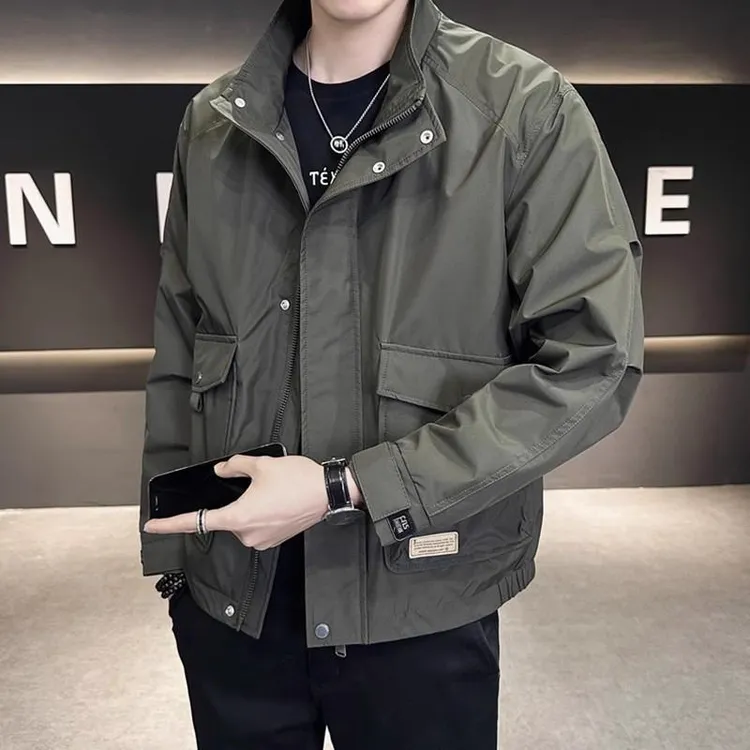 夹克男士春秋季2025新款潮牌宽松立领大口袋工装外套冲锋男装上衣