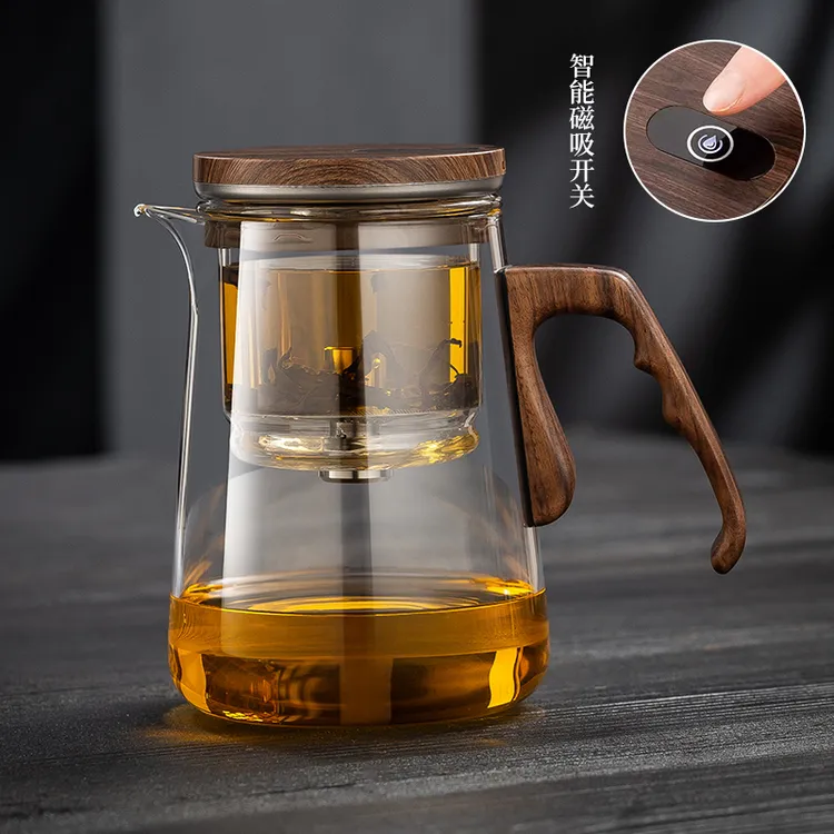 茶壶泡茶电子触控一键茶水分离泡茶神器家用办公冲茶器胡桃木把手