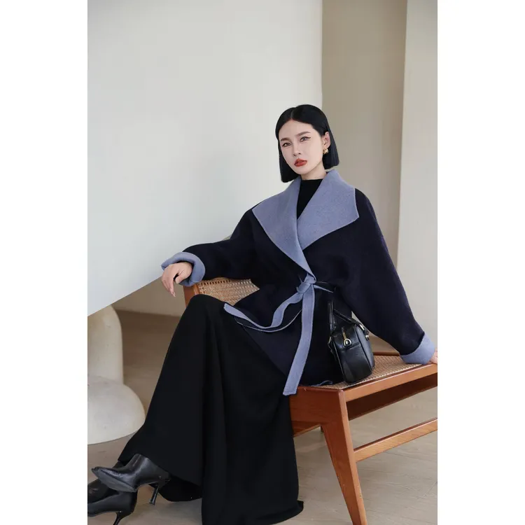 KIKI严选：25807-1-AFR家欧货南油秋冬翻领加厚高级感大衣外套