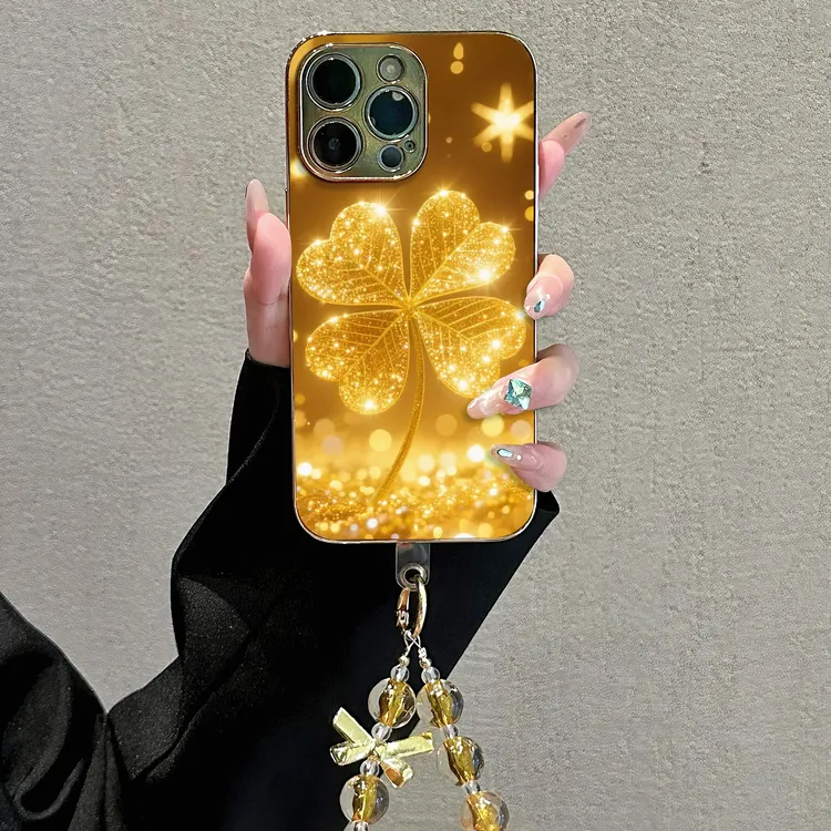 四叶草适用苹果vivo华为oppo小米iPhone17电镀玻璃防摔手机壳