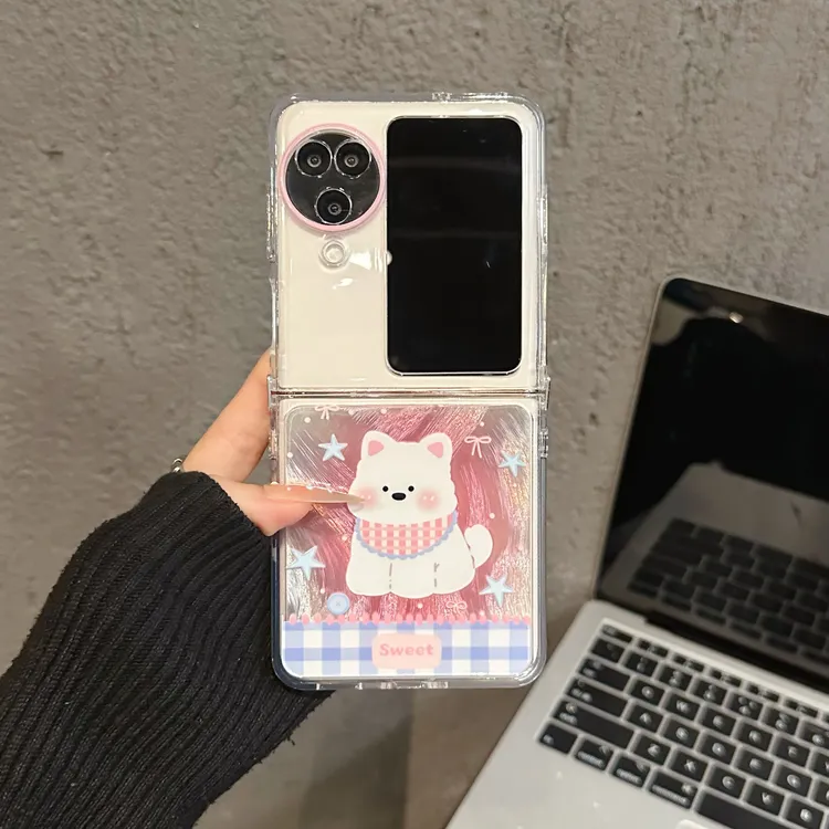 （oppofind系列）折叠羽纱适用oppofindn3/2flip手机壳女格纹西高地