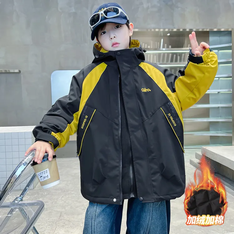 男童夹棉加厚外套秋冬装2025新款儿童三防可拆卸三合一冬季冲锋衣