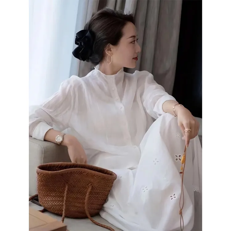 夏季清冷贵气感穿搭气质女神范高端重要场合巨好看白色衬衫套装裙