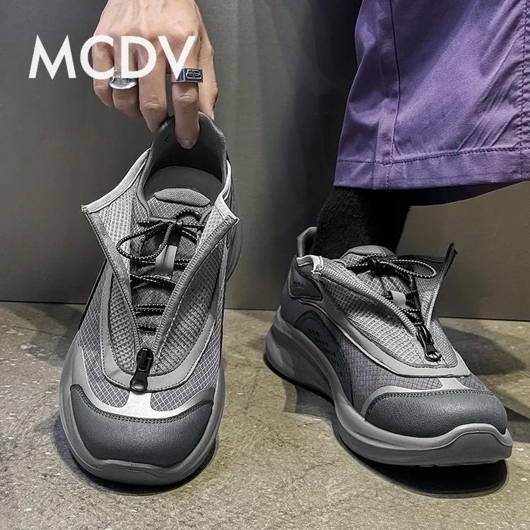 复古经典拉链登山鞋男夏季网面透气休闲运动鞋慢跑徒步通勤赤足鞋