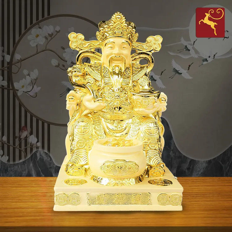 招财财神爷摆件大号金色文财神家用佛堂供奉客厅公司店铺开业礼品