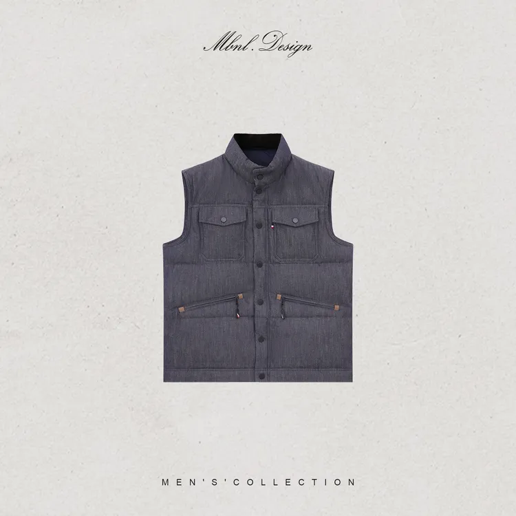 MBNL-F「M.K-Fitted」秦磊男装90白鹅绒羊皮棉定纺马甲LL-WMJ6030